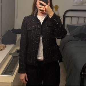 Ann Taylor Black Black Tweed Jacket